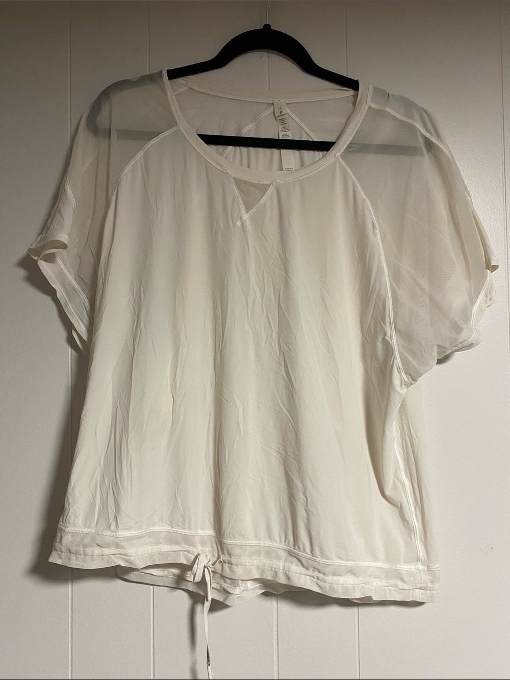 lululemon athletica Ivory Sheer Short-Sleeve Overlay Top